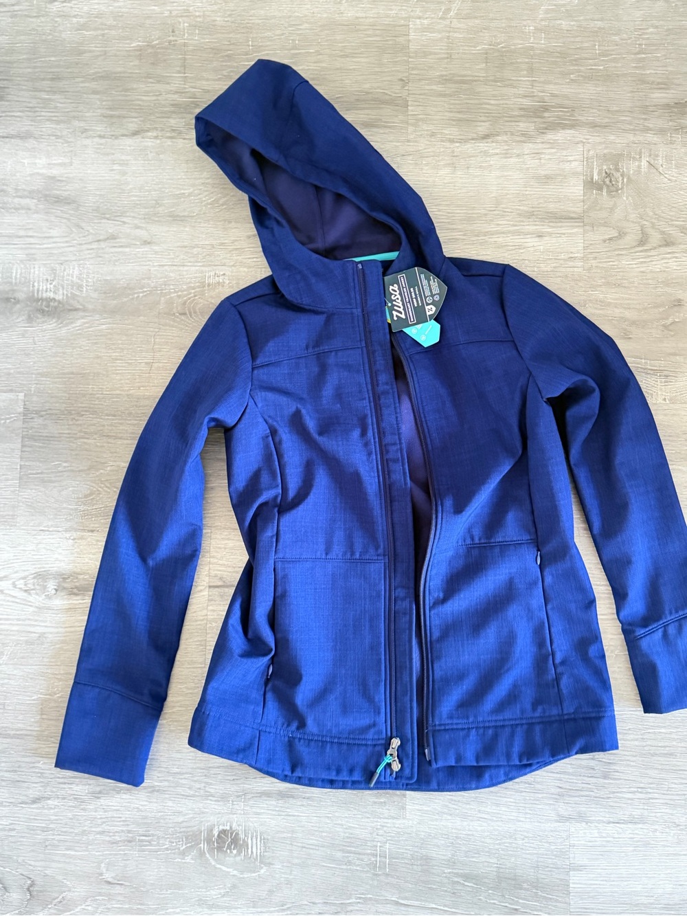 Womens NWT Hooded Softshell Jacket - Deep Blue